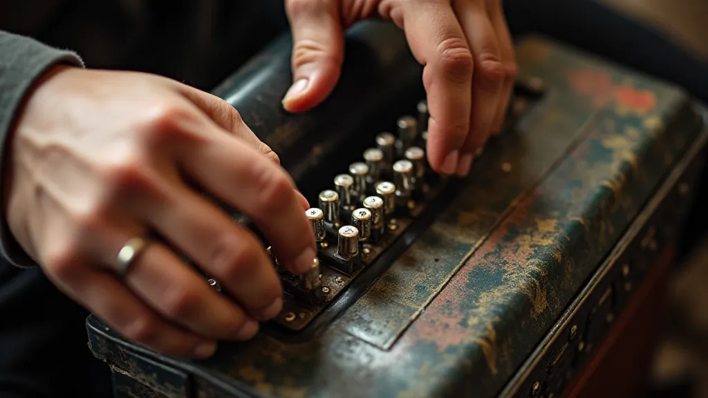 Hands adjusting accordion keys