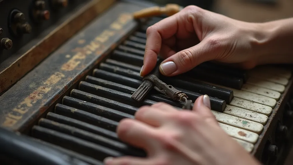 Hands cleaning an accordion reed