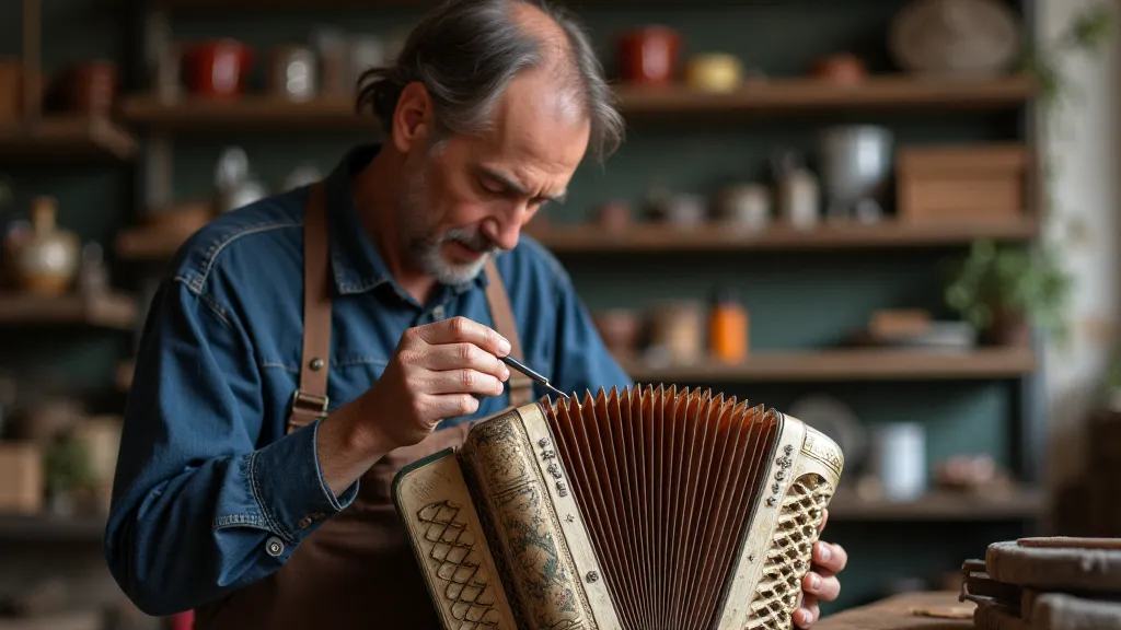 Accordion repairman at work