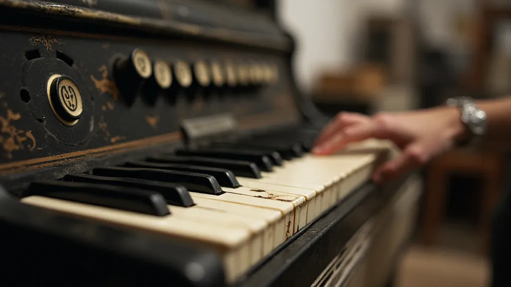 Antique accordion keys showcasing age and craftsmanship.