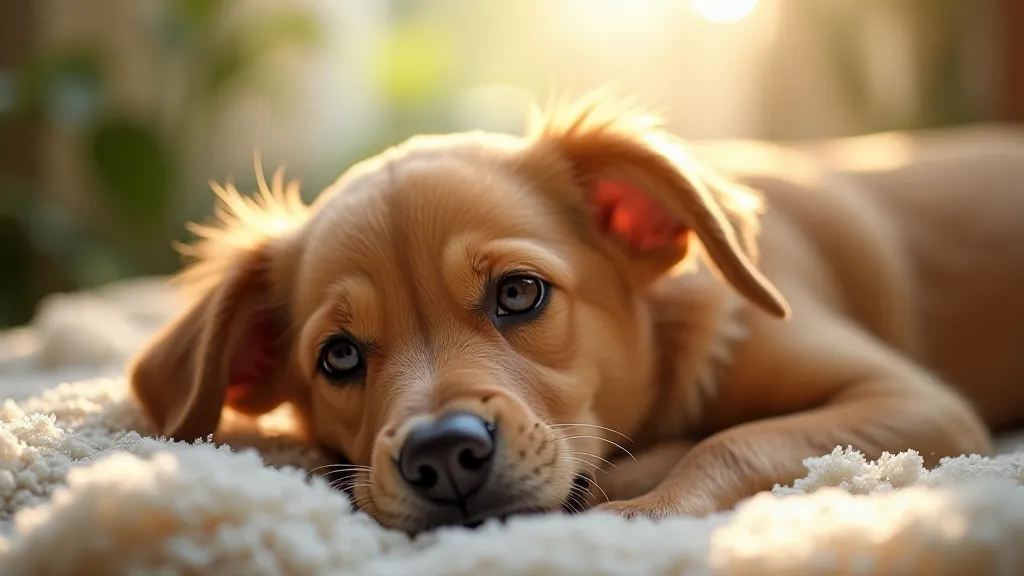 Contented dog relaxing