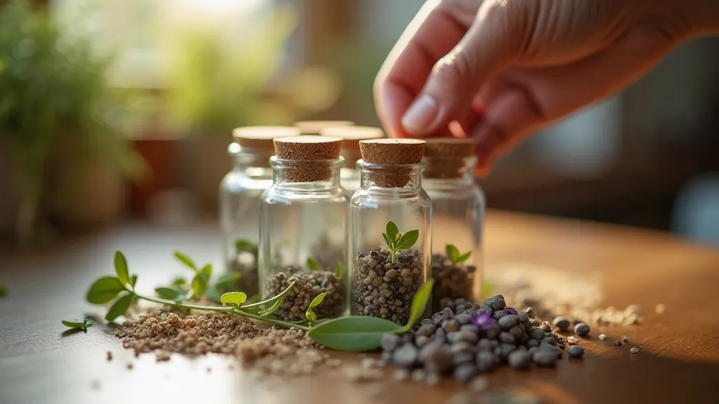 Hand sorting dried herbs