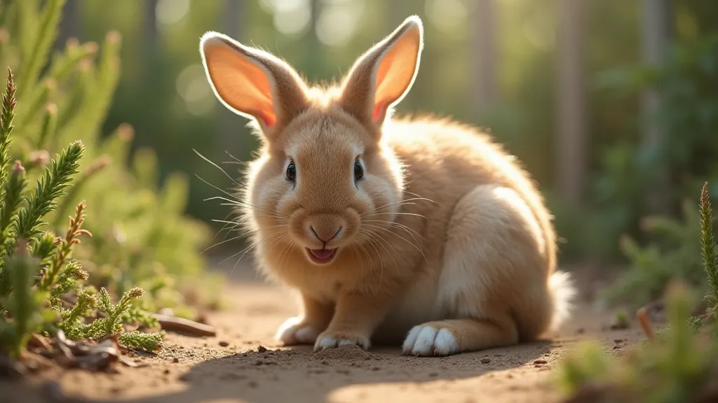 Rabbit peacefully grooming