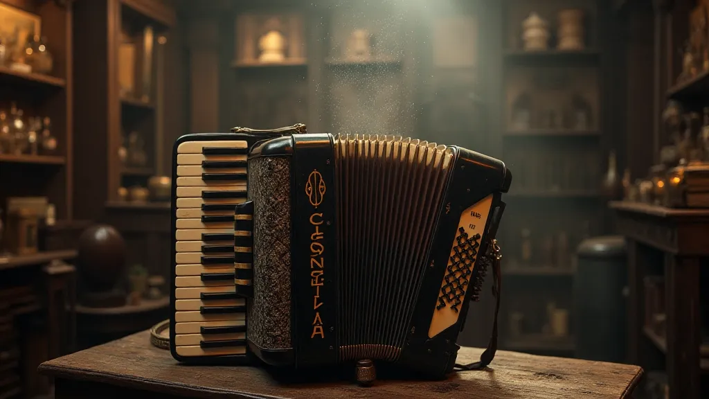 Antique accordion in a shop